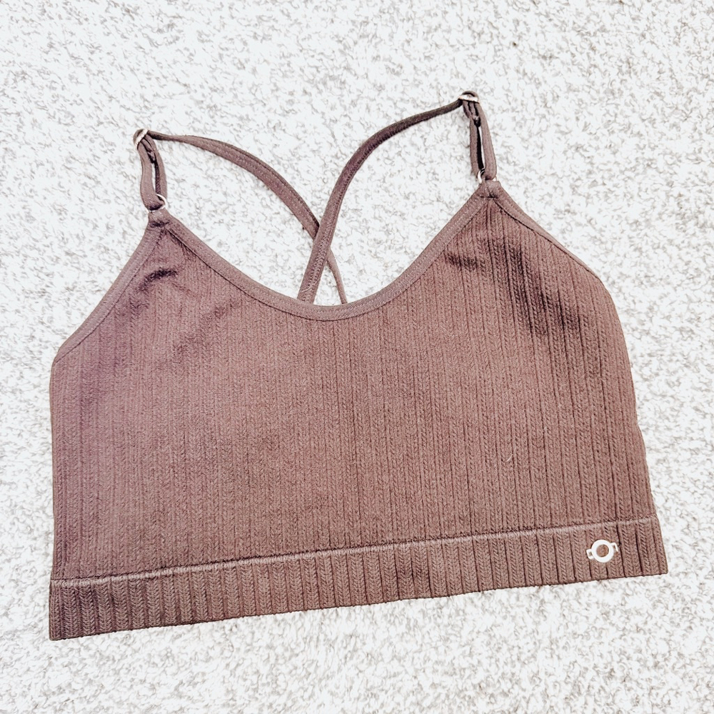 Danskin Women's Brown Ribbed Sports Bra Size Medium